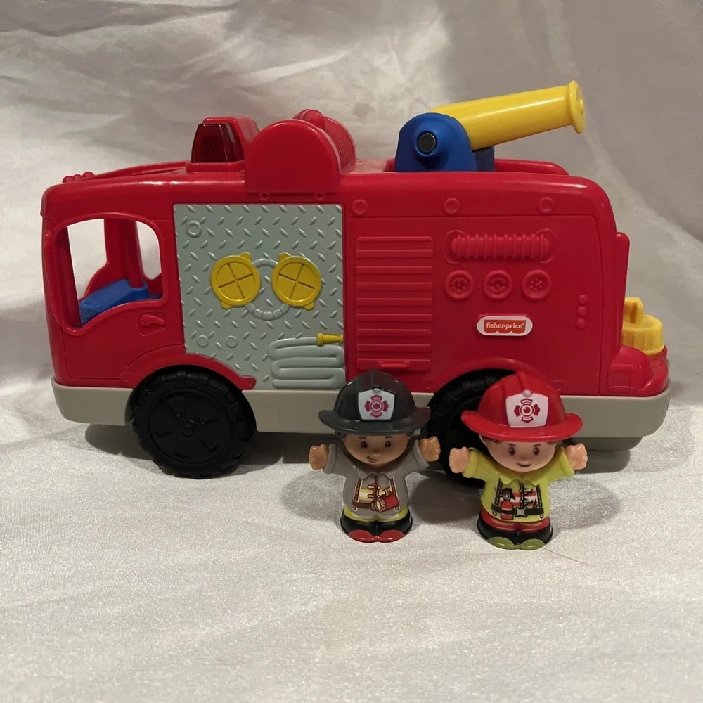 Fisher Price Little People Fire Truck +2 People Lights‎ Sounds Work Mattel 2016